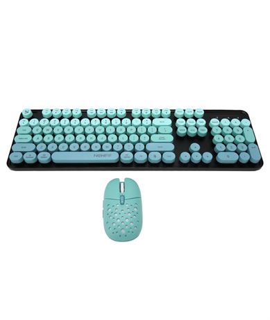 Wireless Keyboard Mouse Combo, Full Size Retro Typewriter Keyboard with