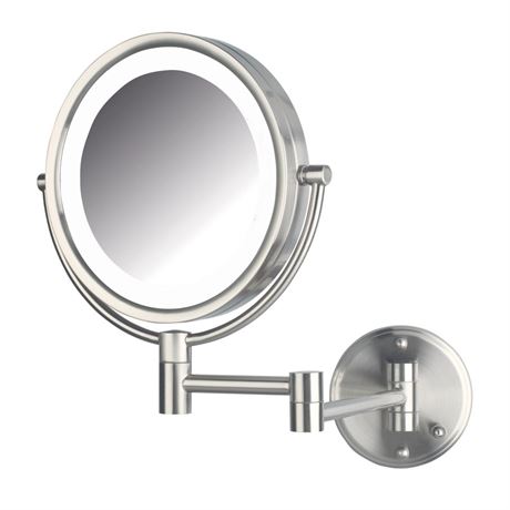 Jerdon Wall-Mounted Makeup Mirror With Lights - Direct-Wired Lighted Makeup