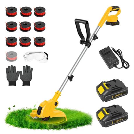 ALSO GO 21V Cordless Weed Wacker, Weed Eater Battery Powered with 2 x2.0Ah