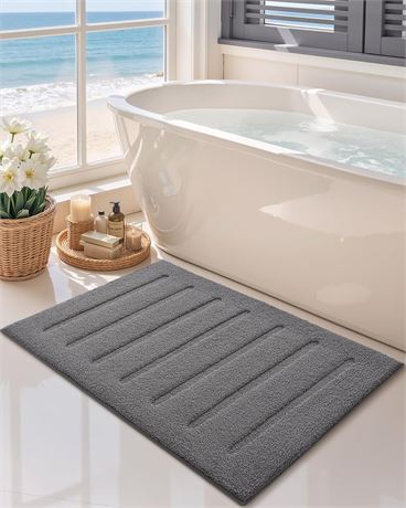 Color&Geometry Grey Bathroom Rugs 36x24, Ultra Soft Absorbent Microfiber Bath