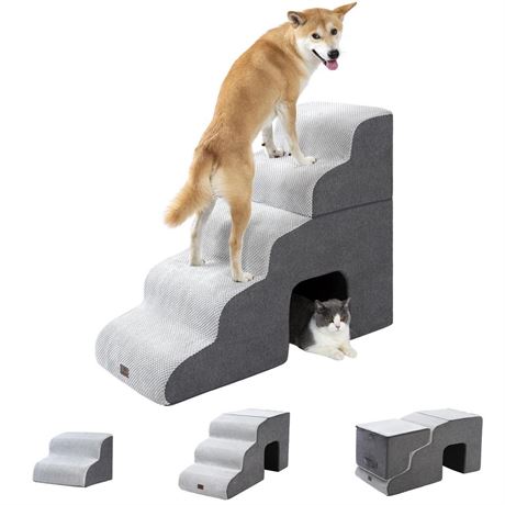 Pettycare Dog Stairs Ramp for High Beds and Couch,Curved Dog Steps for Small