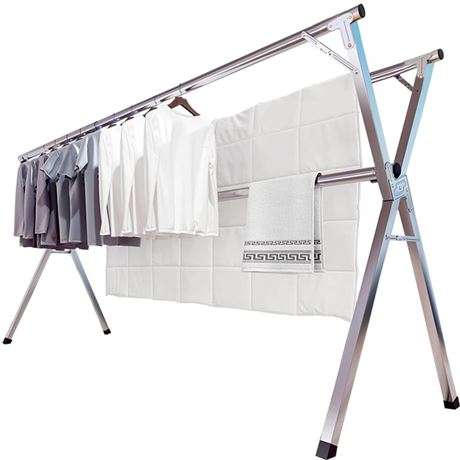 JAUREE 95 Inches Clothes Drying Rack Clothing Folding Indoor Outdoor, Heavy
