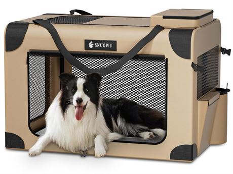 30/36/42 Inch Collapsible Dog Crate, 3-Door Portable Travel Dog Crate for Large