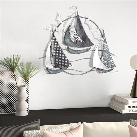 DECO DE VILLE Contemporary Modern Design Nautical Style Sail Boats Theme Metal