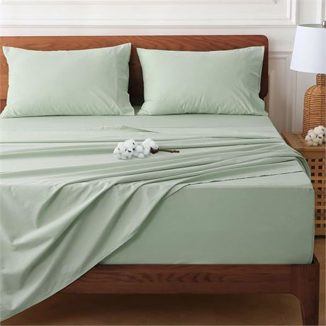 HYPREST Deep Pocket Queen Sheets Cotton - Mint Sheets Fit 18"- 24" in Deep