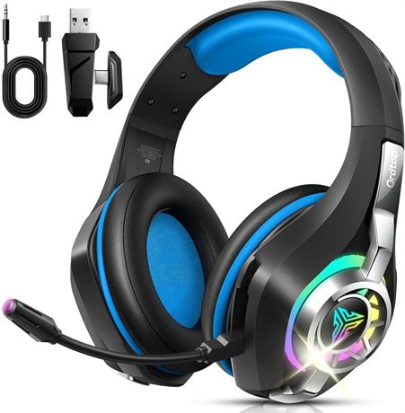 2.4GHz Wireless Gaming Headsets for PS5/PS4/Switch, RGB Noise Cancelling