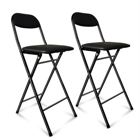 UWEAR Folding Bar Stool with Back,Tall Folding Chair Leather Padded Counter