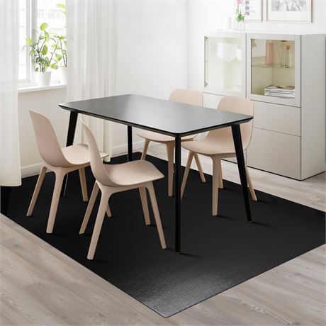Vinyl Floor Mat for Home，5'×7' Black Waterproof Area Mat for Under Dining Room
