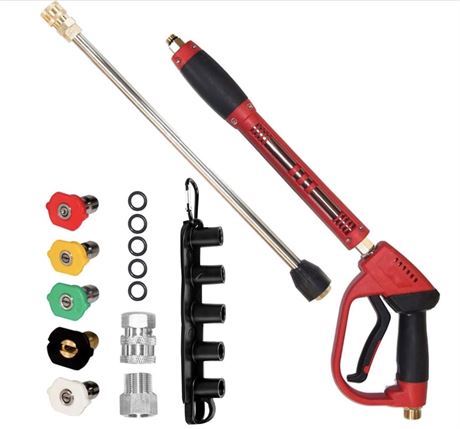Hourleey Pressure Washer Gun, Red High Power Washer Gun with Replacement Wand