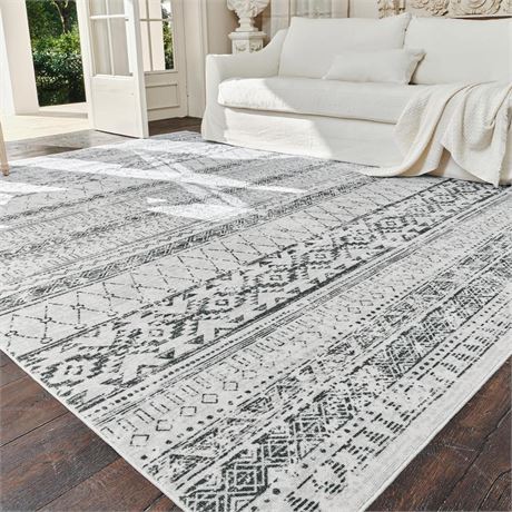 Area Rugs for Living Room - Machine Washable Boho Moroccan Rug Distressed