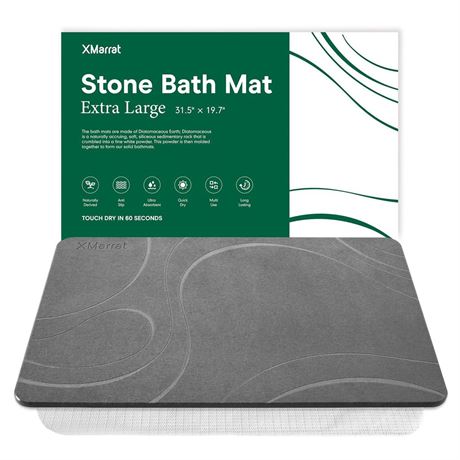 Large Stone Bath Mat, Super Absorbent Diatomaceous Earth Bath Mat Large, Quick