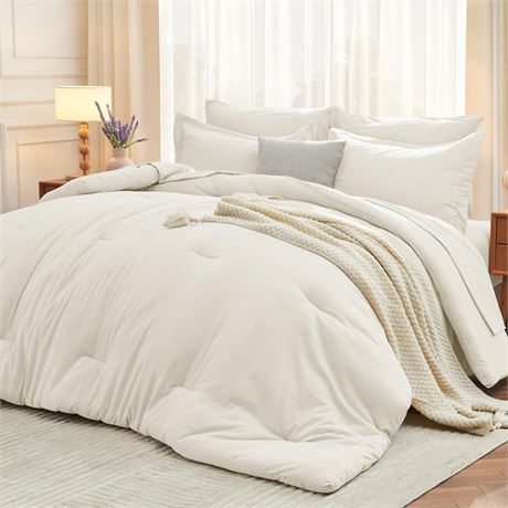MUXHOMO 5 Pieces Twin Comforter Set, Soft Bed in a Bag Twin Size, All Season