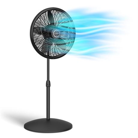 Lasko Oscillating Pedestal Fan, Adjustable Height, 3 Speeds, for Bedroom,