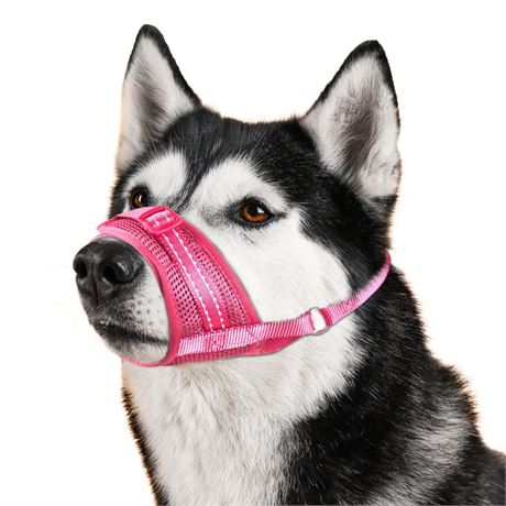 Dog Muzzle Soft Air Mesh Muzzle for Large Dogs Pink,M-9