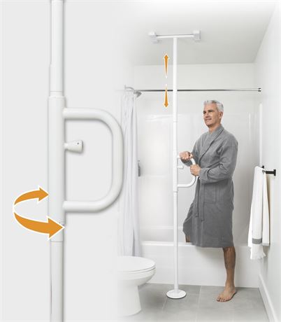 Stander Wonder Pole with Rotating Single Grab Bar, Tension Mounted Floor to