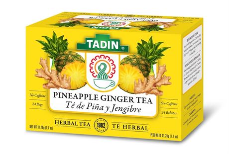 Tadin Pineapple Ginger Tea, Herbal Tea, Caffeine-Free Tea, Herbal Tea Bags, 24
