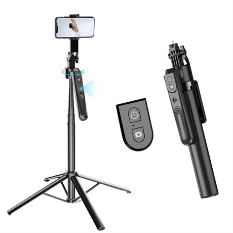 Extendable Auto Face Tracking Tripod, 360° Rotating Tripod, 70" Selfie