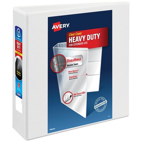 Avery Heavy-Duty View 3 Ring Binder, 3" One Touch EZD Rings, 1 White Binder