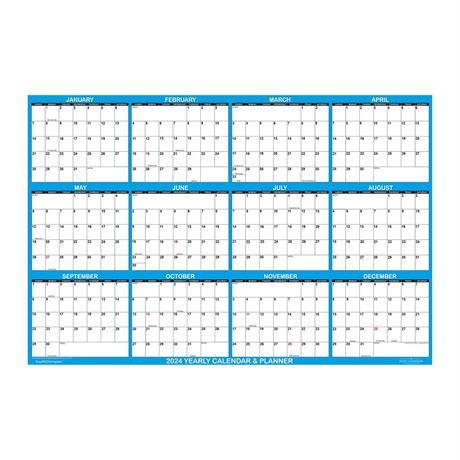 24" x 36" SwiftGlimpse 2024 Wall Calendar Erasable Large Wet & Dry Erase