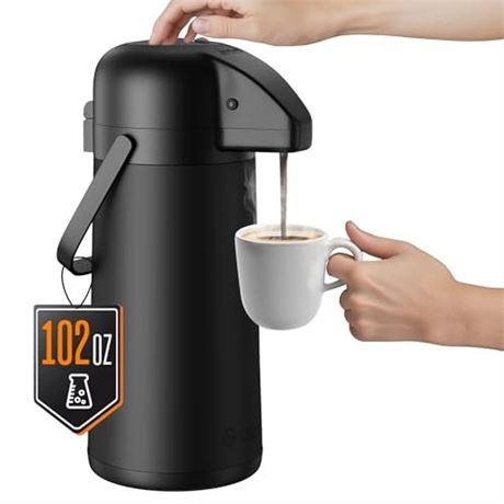 Airpot Coffee Carafe for Keeping Hot - 102 OZ/ 3L Large Coffee Dispenser with