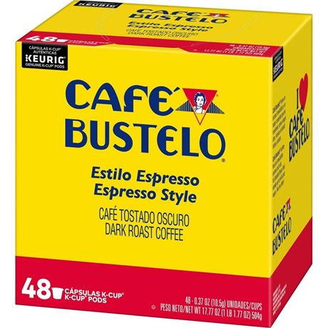 Cafe Bustelo Espresso Style  Dark Roast Coffee  Keurig K-Cup Pods  48 Count Box