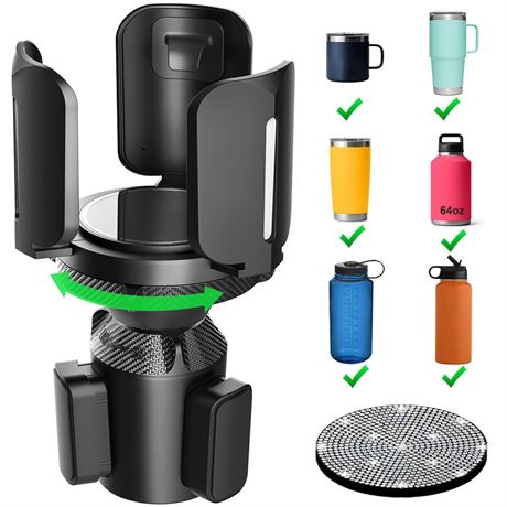 Upgraded 64oz Large Cup Holder Expander with Coaster for Car, Expandable Cup