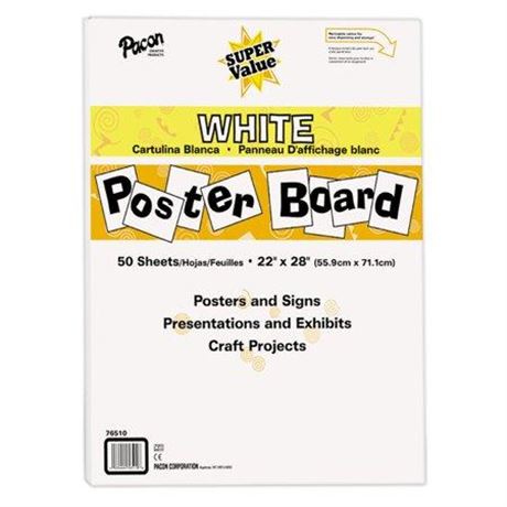 Pacon Super Value Poster Board  White  22  X 28   50 Sheets