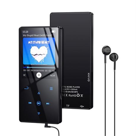 64GB MP3 Player with Boosted Bluetooth 5.3, Music Player Features HD Speaker,