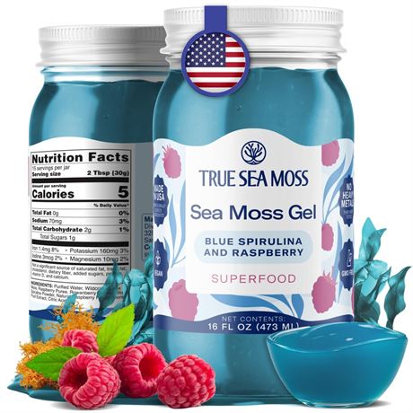 TrueSeaMoss Sea Moss Gel – Made in USA – Wildcrafted Seamoss, Fruits & Jarred