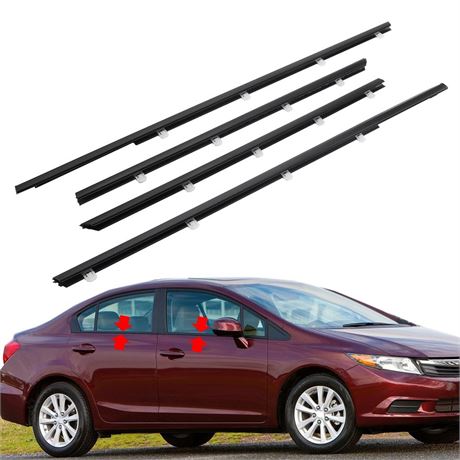 MotorFansClub 4PCS Weatherstrip Window Sealing Fit for Honda Civic 2012 2013