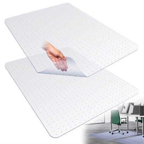 2 Pack Desk Chair Mat for Carpet 30x48'' Clear Plastic Office Rolling Chair Mat