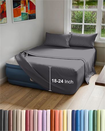 Air Mattress Sheet Set for Queen Size - 4 Piece Breathable & Cooling Sheets w/