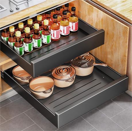 Pull out Cabinet Organizer, 21"Deep, Slide out Drawers for Kitchen Cabinets,