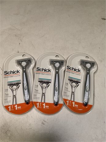 Schick Quattro Titanium Razors - 3 PACK (1 Handle & 1 Cartridge Each)