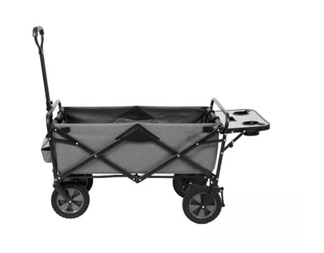 Collapsible Outdoor Utility Wagon with Folding Table and Drink Holders, Gray