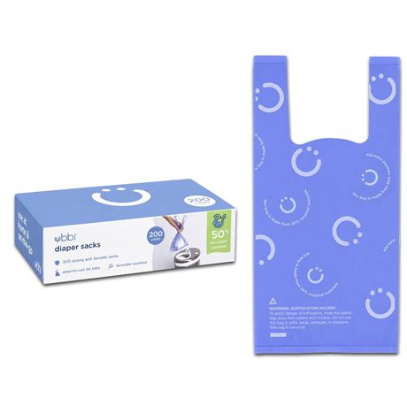 Ubbi Disposable Diaper Sacks, Lavender Scented, Easy-to-Tie Tabs, Diaper