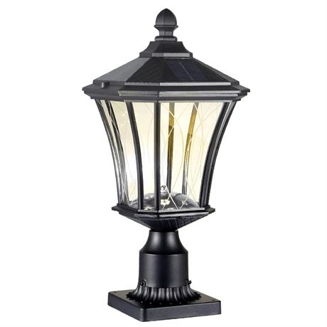 Solar Post Lights Dusk to Dawn Outdoor Solar Lamps with Pier Mount Base,