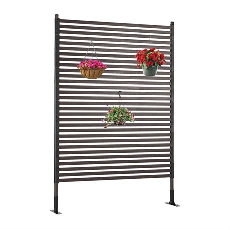 Metal Outdoor Privacy Screen with Stand, 4 ft W x 6 ft H PE-Coating Steel Pipes