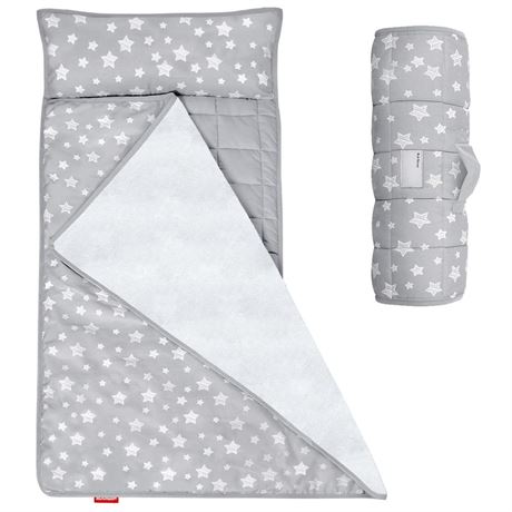 Moonsea Toddler Nap Mat with Pillow and Fleece Minky Blanket, Lightweight, Soft