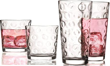 Circleware DoubleCircle Huge 16Piece Glassware Set of Highball Tumbler Drinking