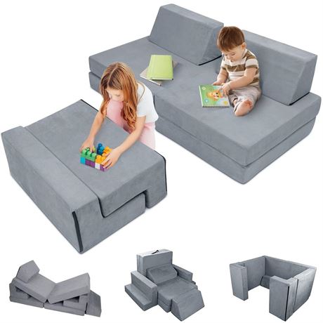 7PCS Kids Play Couch, Premium Modular Kids Play Couch for Toddler Child, Kid