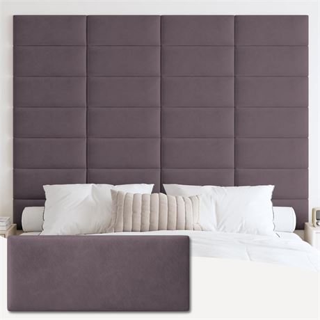 Wall Mounted Upholstered Headboard King, 3D Peel and Stick Soundproof Wall