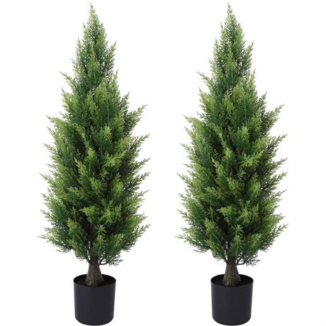 Artificial Topiary Trees 3ft Fake Cedar Tree UV Resistant Bushes Potted Plants