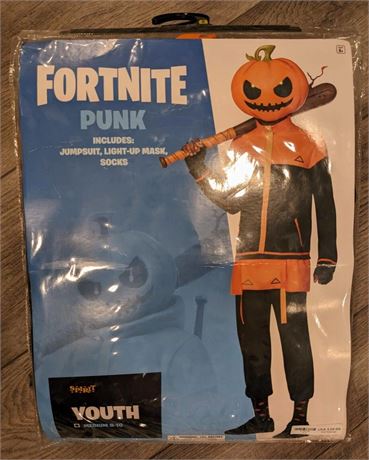 Fortnite Halloween Costume Punk Orange Pumpkin Gamer Cosplay Boys Med 8-10