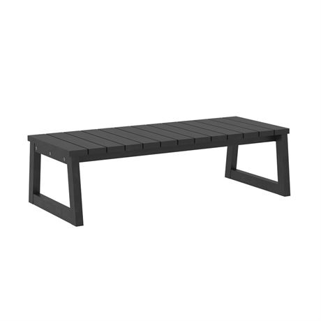 Walker Edison Modern Solid Wood Slat-Top Outdoor Coffee Table Black