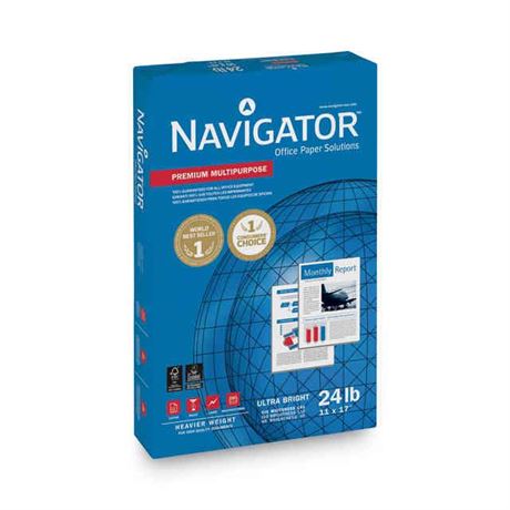 Navigator Premium Copy/Laser/Inkjet Paper, 99 Brightness, 24 lb, Letter Size