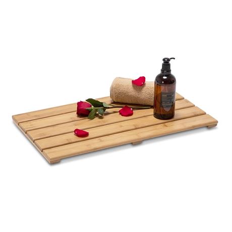 GOBAM Bamboo Bath Mat, Medium, 22.8 x 13 x 1.3 inches - Non-Slip Floor Mat for