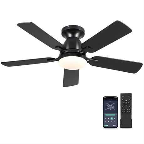 Ceiling Fans with Lights- 46"Low Profile Indoor Ceiling Fan with Light and