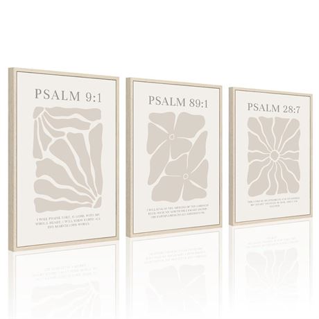 Joocrise Scripture Christian Wall Art Set of 3 Beige Bible Verses Wall Decor