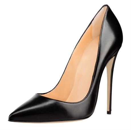 COLETER Women's Sexy Pointed Toe High Heels,4.72 inch/12cm Patent Leather